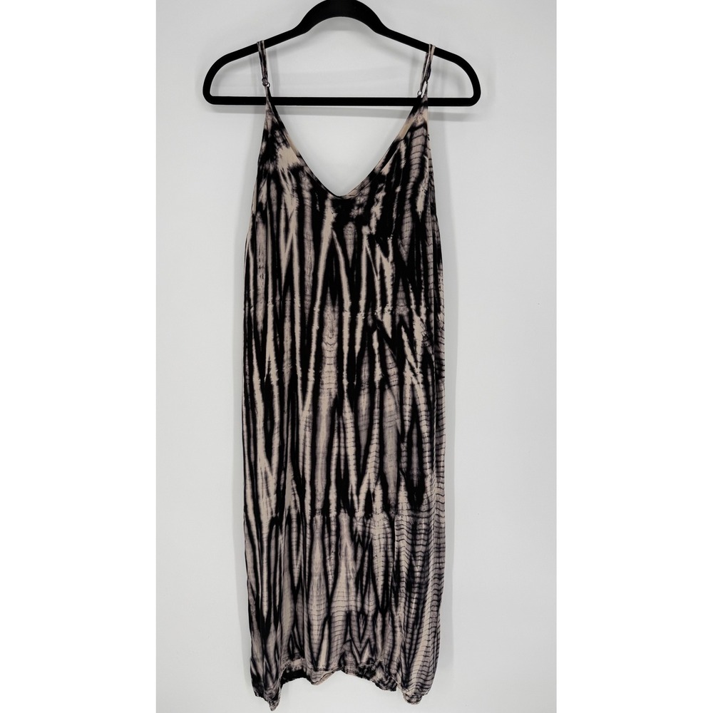 FIFTEEN TWENTY ABSTRACT TIE-DYE PRINT MIDI DRESS MEDIUM SOFT FLOWY ADJUSTABLE‎